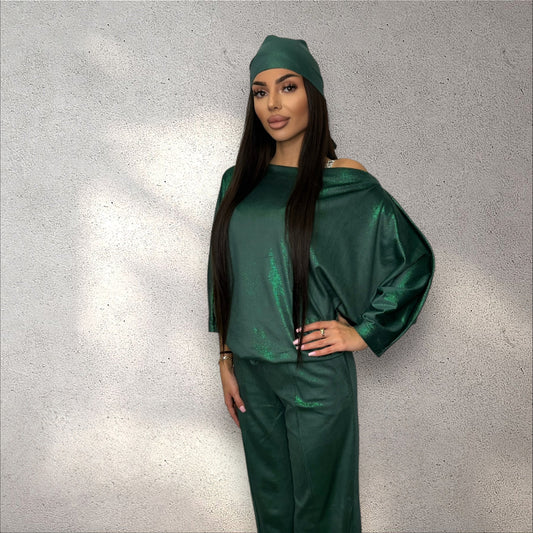 Set 3 piese Royal verde simplu